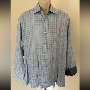 English Laundry Mens Casual Shirt Check Plaid Button Down Long Sleeve 17 1/2 34